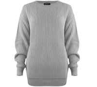 Women’s Oversized Jumper - Ladies Round Crew Neck Cuffed Long Sleeve Baggy Look Knitted Sweater Stretch Thick Loose Fit Chunky Pullover Warm Winter Tops Plus Size (Light Grey, UK 22-24)
