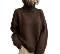 Women’s Oversized Roll Neck Jumper with Dropped Shoulders | Fold-Over Collar, Long Sleeves and Ribbed Edges for Relaxed Travel, City Weekends and Seasonal Layering
