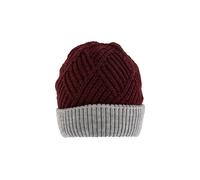Women’s Patchwork Cable Knit Beanie Hat - Claret/Dove Grey / One