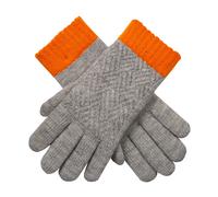 Women’s Patchwork Cable Knit Gloves - Dove/Tangerine / One