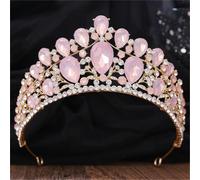 Women’S Pink Opal Crystal Princess Crown A Rhinestone Bridal Headwear Diadem Perfect For Weddings And Fairytale Themed Parties