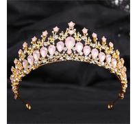 Women’S Pink Opal Crystal Princess Crown A Rhinestone Bridal Headwear Diadem Perfect For Weddings And Fairytale Themed Parties