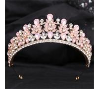 Women’S Pink Opal Crystal Princess Crown A Rhinestone Bridal Headwear Diadem Perfect For Weddings And Fairytale Themed Parties