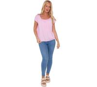 Women’s Plain Gypsy Scoop Neck Elastic Waist Top Cap Sleeve Vest Ladies Loose Fit Top Gathered Pleated Blouse Shirts Elasticated Stretch Summer Baby Pink 16-18