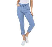 Women’s Plain Italian High Waisted Magic Pants Casual Jogging Bottoms Walking Out Stretchy Jeans Joggers Turn Up Pants All Season Lagenlook Style Ladies (Sky Blue, UK 18-24)