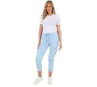 Women’s Plain Italian Magic Pants Casual Button Cargo Jean Joggers High Elastic Waisted Lagenlook Stretchy Womens Jeans Bottoms Pockets Style Ladies Plus Size Trousers Sky Blue