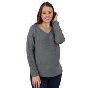 Women’s Plain Italian Soft Knitted Jumper Long Sleeve V Neck Basic Sweater Top T-Shirt, Casual Stylish Warm Jumper for All Seasons Lt/Grey