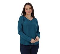 Women’s Plain Italian Soft Knitted Jumper Long Sleeve V Neck Basic Sweater Top T-Shirt, Casual Stylish Warm Jumper for All Seasons Teal