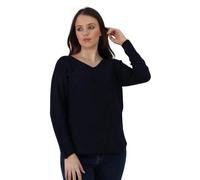 Women’s Plain Italian Soft Knitted Jumper Long Sleeve V Neck Basic Sweater Top T-Shirt, Casual Stylish Warm Jumper for All Seasons Navy