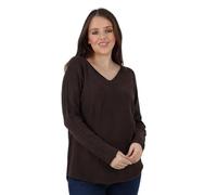 Women’s Plain Italian Soft Knitted Jumper Long Sleeve V Neck Basic Sweater Top T-Shirt, Casual Stylish Warm Jumper for All Seasons Brown