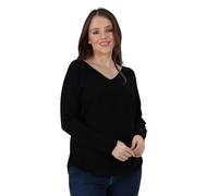 Women’s Plain Italian Soft Knitted Jumper Long Sleeve V Neck Basic Sweater Top T-Shirt, Casual Stylish Warm Jumper for All Seasons Black