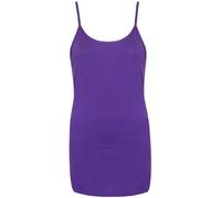 Women’s Plain Long Cami Vest Sleeveless Vest Ladies Round Scoop Neck Camisole Strappy Tank Top Casual Wear Summer Stretched Jersey Vest Top Plus Size UK 8-26