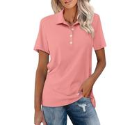 Women’s Plain Polo Shirt Summer Short Sleeve Lapel Casual Solid Cotton Tee Shirts Classic Sport Golf Tennis T-Shirts Watermelon Red