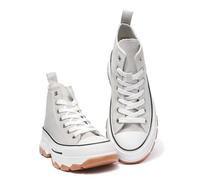 Women’s Platform Canvas Sneakers - Fashionable High-Top & Low-Top Design with 5 cm Lift for Comfort and Style (Light Grey, Adult, Women, 7, Numeric, UK Footwear Size System, Medium)