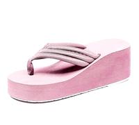 Women’s Platform Flip Flops Comfortable Slip-On Walking Slides Outdoor Dressy Summer Sandals with Arch Support (Red, 5.5)