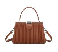 Women’s Pleated Top Handle Handbag, Structured Synthetic Leather Satchel Purse with Detachable Shoulder Strap, Elegant Crossbody Style Bag for Party, Work, Dinner and Evening Use