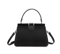 Women’s Pleated Top Handle Handbag, Structured Synthetic Leather Satchel Purse with Detachable Shoulder Strap, Elegant Crossbody Style Bag for Party, Work, Dinner and Evening Use