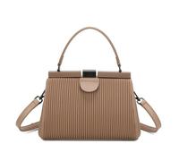 Women’s Pleated Top Handle Handbag, Structured Synthetic Leather Satchel Purse with Detachable Shoulder Strap, Elegant Crossbody Style Bag for Party, Work, Dinner and Evening Use