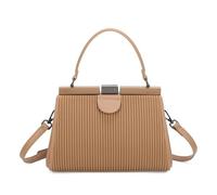 Women’s Pleated Top Handle Handbag, Structured Synthetic Leather Satchel Purse with Detachable Shoulder Strap, Elegant Crossbody Style Bag for Party, Work, Dinner and Evening Use