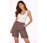 Women’s Plus Size Bengaline 4 Way Stretch Shorts Pockets Elastic Waist UK 12-24