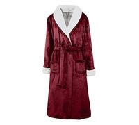 Women’s Plus Size Hooded Fleece Dressing Gown - Soft Plush Long Bathrobe with Belt and Pockets, Fluffy Warm Shawl Collar Housecoat Winter Nightwear Robe
