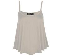 Women’s Plus Size Plain Sleeveless Cami Swing Vest Top Ladies Flared Strappy Cami Vest Top Casual Wear Fancy Party Wear Camisole Shirt Top UK Size 8-28 Cream