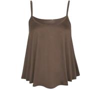 Women’s Plus Size Plain Sleeveless Cami Swing Vest Top Ladies Flared Strappy Cami Vest Top Casual Wear Fancy Party Wear Camisole Shirt Top UK Size 8-28 Brown