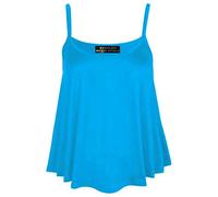 Women’s Plus Size Plain Sleeveless Cami Swing Vest Top Ladies Flared Strappy Cami Vest Top Casual Wear Fancy Party Wear Camisole Shirt Top UK Size 8-28 Turquoise