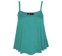 Women’s Plus Size Plain Sleeveless Cami Swing Vest Top Ladies Flared Strappy Cami Vest Top Casual Wear Fancy Party Wear Camisole Shirt Top UK Size 8-28 Jade Green