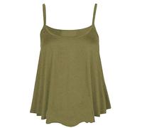 Women’s Plus Size Plain Sleeveless Cami Swing Vest Top Ladies Flared Strappy Cami Vest Top Casual Wear Fancy Party Wear Camisole Shirt Top UK Size 8-28 Khaki