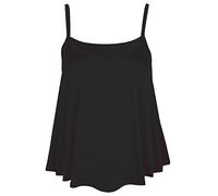 Women’s Plus Size Plain Sleeveless Cami Swing Vest Top Ladies Flared Strappy Cami Vest Top Casual Wear Fancy Party Wear Camisole Shirt Top UK Size 8-28 Black
