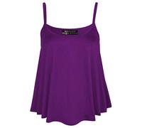 Women’s Plus Size Plain Sleeveless Cami Swing Vest Top Ladies Flared Strappy Cami Vest Top Casual Wear Fancy Party Wear Camisole Shirt Top UK Size 8-28 Purple