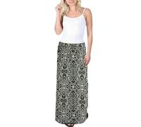 Women’s Plus Size Relaxed Fit Printed Skirt Full Length Maxi Skirt Ladies Boggy Bottom Style Summer Fashion Lightweight Elasticated Waist Printed Maxi Skirt (Black Aztec Print, UK 26-28)