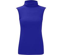 Women’s Plus Size Sleeveless High Roll Polo Turtle Neck Vest Top Ladies Stretch Casual Plain T-Shirt Jumper Tank Top Blouse Everyday Wear Comfort Summer Jumper UK 8-26