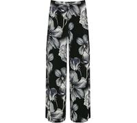 Womens Plus Size Wide Leg Summer Pants Multi Print Palazzo Ladies Loungewear Comfy Baggy Trousers Casual Wear Elasticated Waist Trousers Beach Wear Pants (Black Floral UK 12-14)