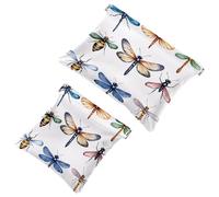 Women’s Pocket Cosmetic Bags, Waterproof Leather Makeup Bag No Zipper Self-Closing Makeup Pouch for Girls, Mini Bag for Purse - Collection of Colorful Dragonfly Bee and Butterfly