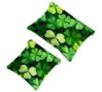 Women’s Pocket Cosmetic Bags, Waterproof Leather Makeup Bag No Zipper Self-Closing Makeup Pouch for Girls, Mini Bag for Purse - St. Patrick’S Day Seamless Clover Pattern