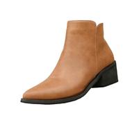 Women’s Pointed Toe Ankle Boots，low Block Heel Faux Leather Booties，side V Cut Design with Smooth Upper，comfort Padded Insole，slim Fit Shape That Visually Elongates the Leg Line