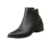 Women’s Pointed Toe Ankle Boots，low Block Heel Faux Leather Booties，side V Cut Design with Smooth Upper，comfort Padded Insole，slim Fit Shape That Visually Elongates the Leg Line