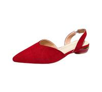 Women‘s Pointed Toe Flats Slingback Flat Shoes Closed Toe Slip-on Heel Sandals Work Office Casual Dress Shoes Ladies Summer Kitten Heels Pumps Red
