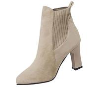 Women’s Pointed Toe Long Boots - Low Heel Stretch Knit Tall Boots with Slim Leg-Flattering Fit, Easy Slip-On Design and Anti-Slip Sole - Perfect for Office, Dinner Dates and Weekend Outings