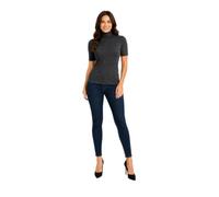 Women’s Polo Roll Neck Jumper 3/4 Sleeve Top Ladies Turtle Neck Pullover Shirt Tees Soft Stretch Knit Lightweight Casual Wear Sweater Blouse Fashion UK Size 8-26 Charcoal