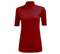 Women’s Polo Roll Neck Jumper 3/4 Sleeve Top Ladies Turtle Neck Pullover Shirt Tees Soft Stretch Knit Lightweight Casual Wear Sweater Blouse Fashion UK Size 8-26 Wine
