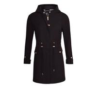 BRAVE SOUL Women’s Premium Quality Rain Mac Rain Jacket Hood Ladies Trench Coat Long Water Repellent Outdoor Coat with Pockets Hooded Kagoule Hooded Festival Anorak with adjustable waist Black 14