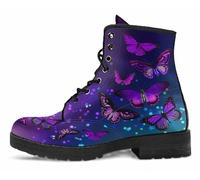 Women’s Printed Ankle Boots with Butterfly Girl Rose Skull Flower Leather Lace-up Combat Booties Floral Shoes Stylish Casual Everyday Travel Party Christmas Halloween Valentine's Day (Customized)
