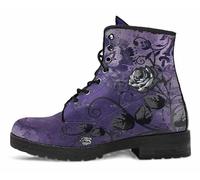 Women’s Printed Ankle Boots with Butterfly Girl Rose Skull Flower Leather Lace-up Combat Booties Floral Shoes Stylish Casual Everyday Travel Party Christmas Halloween Valentine's Day (Customized)