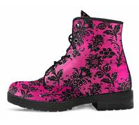 Women’s Printed Ankle Boots with Butterfly Girl Rose Skull Flower Leather Lace-up Combat Booties Floral Shoes Stylish Casual Everyday Travel Party Christmas Halloween Valentine's Day (Customized)