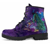 Women’s Printed Ankle Boots with Butterfly Girl Rose Skull Flower Leather Lace-up Combat Booties Floral Shoes Stylish Casual Everyday Travel Party Christmas Halloween Valentine's Day (Customized)