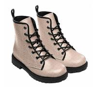 Women’s Printed Ankle Boots with Lattice Vegan Patterns Squares Stripes Circles Leather Lace-up Combat Booties Floral Shoes Stylish Casual Everyday Travel Party Christmas Halloween (Customized)