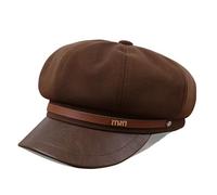 Women’s PU Leather Brimmed Baker Boy Hat Classic Newsboy Cap Ladies 8-Panel Peaked Flat Caps Gatsby Style Hat Retro Woolen Visor Berets British Painter Hats Coffee